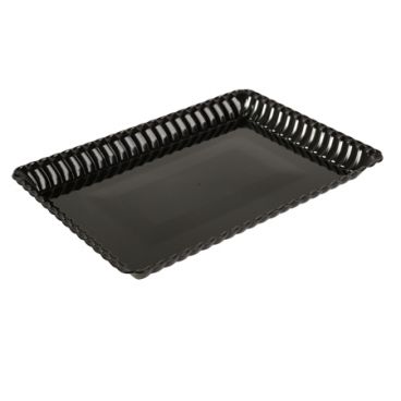 Fineline 293-BK Flairware 9" x 13" Black Plastic Rectangular Tray