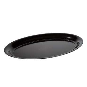 Fineline 3515-BK Platter Pleasers 8" x 12" Black Plastic Oval Tray