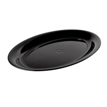 Fineline 483-BK Platter Pleasers 11" x 16" Black Plastic Oval Tray
