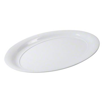 Fineline 483-WH Platter Pleasers 11" x 16" White Plastic Oval Tray