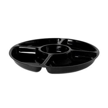 Fineline Platter Pleasers D12050-BK 12" 5 Compartment Black Polystyrene Deli / Catering Tray