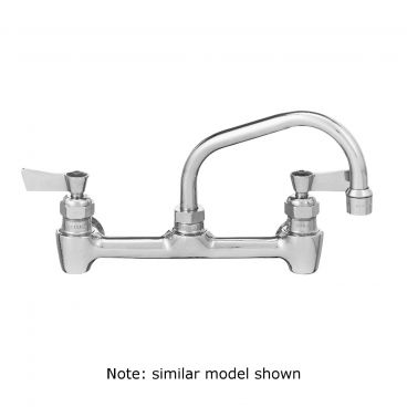 Fisher 11649 Backsplash Mounted Faucet with 8" Centers, 12" Swing Nozzle, 2.2 GPM Aerator, Lever Handles, Elbows, and Supply Lines