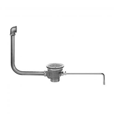 Fisher 22322 DrainKing Brass Lever Handle Waste Valve and Overflow Assembly with Flat Strainer