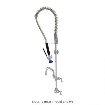 Fisher 24643 Wall Mounted Stainless Steel Pre-Rinse Faucet with 30" Hose, Inline Vacuum Breaker, and Wall Bracket - 10" Add-On Swing Faucet