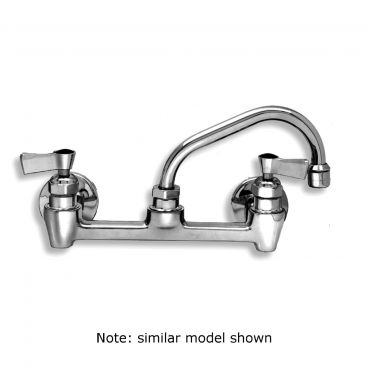 Fisher 53147 Wall Mounted Stainless Steel Faucet with 14" Swing Nozzle, 8" Centers, 2.2 GPM Aerator, and Lever Handles