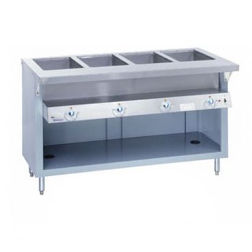 Duke G-4-DLSS-NAT Thurmaduke Natural Gas Powered 60" Stainless Steel Deluxe Stationary Steamtable With 4 Stainless Steel Dry Heat Wells, 14,000 BTU