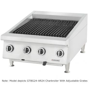 Garland GTBG24-NR24_NAT Heavy-Duty 24” Wide Natural Gas Four Radiant Burner Charbroiler With Fixed Grates - 72,000 BTU