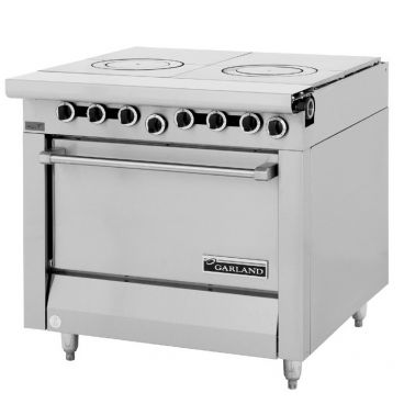 Garland M45S Master Series 2 Section Natural Gas Front Fired Hot Top 34" Range with Storage Base - 90,000 BTU
