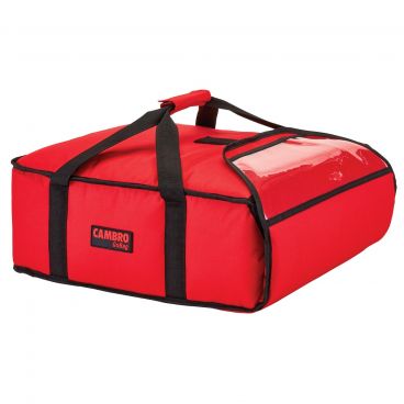 Cambro GBP216521 Red 16 1/2" Wide 6 1/2" High 600-Denier Polyester Insulated Standard GoBag Pizza Delivery Bag Holds (2) 16" Or (3) 14" Pizza Boxes