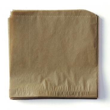 GET Enterprises 4-T1020 Brown 5-1/2" x 5-1/2" Food-Safe Tissue Paper Double-Open Bag/Wire Cone Basket Liner
