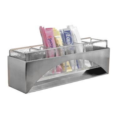 GET Enterprises GLSS-04 Brushed Stainless Steel and Glass Condiment Display