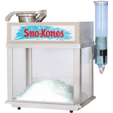 Gold Medal 1002-00-000 Deluxe Sno-Konette 2-Blade Shaver Head Ice Shaver Snow Cone Machine With LED Lighted Dome, Cone Dispenser And Drain Pan, 120V 972 Watts