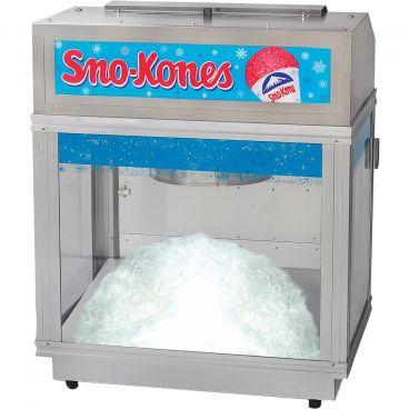 Gold Medal 1020-00-100 Shavatron 3-Blade Automatic-Feed Ice Shaver / Snow Cone Machine With Cast-Aluminum Ice Hopper And Stainless Steel Dome With Illuminated Sign, 120V 1/2 HP 970 Watts