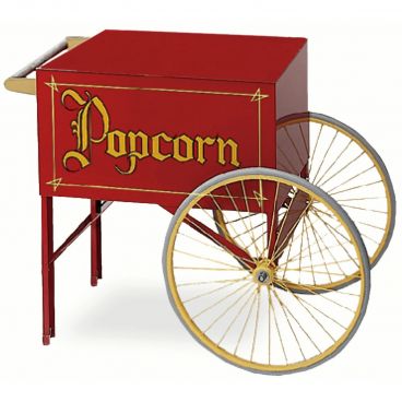Gold Medal 2015 Red 43 1/4" Wide x 26" Deep Popcorn Cart With 2 Spoke Wheels