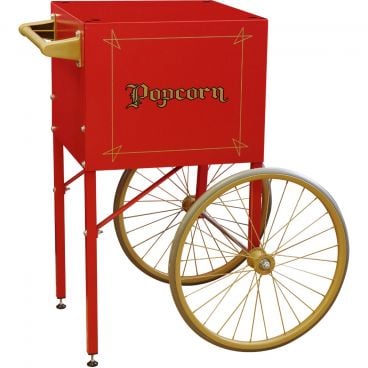 Gold Medal 2689CR Red 31 1/2" Wide x 25" Deep Fun Pop Popcorn Cart With Rear Access Door And 20" Spoke Wheels
