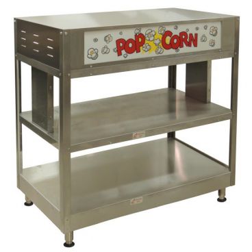 Gold Medal 2855-00-000 Front Counter 42" Wide Popcorn Staging Cabinet With Customer-Side Popcorn Sign And Rear Operator-Side Controls, 120V 2380 Watts