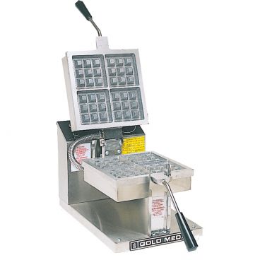 Gold Medal 5024 Belgian Four-Square Waffle Baker With Electronic Controls And Roll-Over Cast Aluminum Grids, 120V 1660 Watts