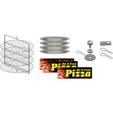 Gold Medal 5553-000 Large Pizza Display Cabinet Rack And Graphics Kit With Rotisserie Rack, 4 Pizza Pans, Pizza Graphics And Rotisserie Hardware For 5550 Pizza Merchandisers
