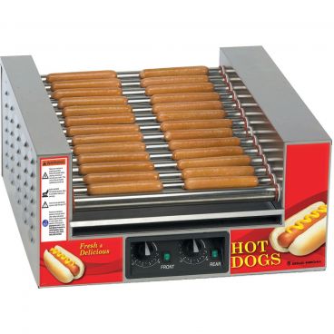 Gold Medal 8224 Hot Diggity 21" Wide Hot Dog Grill With 14 Slanted Stainless Steel Rollers And Dual Temperature Zones, 120V 1310 Watts