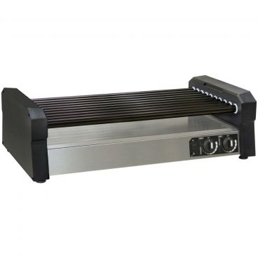 Gold Medal 8552-00-001 Non-Stick Large Hot Diggity Pro X 45-Dog Capacity 34.2" Wide Countertop Hot Dog Roller Grill With 10 Non-Stick Coated Rollers And Dual Temperature Zones, 120V 1218 Watts