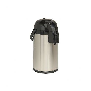 Grindmaster AP-3 7 1/4" Stainless Steel 3 Liter Glass Lined Airpot With Black Push Button 