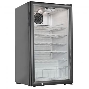 Cecilware CTR3.75 18 3/4" Black Countertop Reach-In Display Refrigerator With Swing Door And 3.8 Cubic ft Capacity, 120V