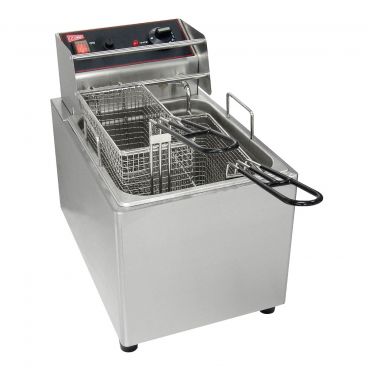 Cecilware EL15 11" Electric Commercial Countertop Stainless Steel Deep Fryer With Single 15 lb Capacity Fry Tank, 120V, 1800W