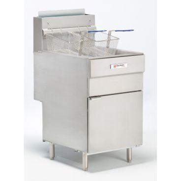 Cecilware Pro FMS705NAT 21" Natural Gas 5 Tube Floor Fryer With Stainless Steel Front And Sides, 150,000 BTU