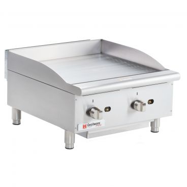Cecilware Pro GCP24 24" Standard Duty 2 Burner Countertop Stainless Steel Gas Griddle With Manual Controls, 60,000 BTU