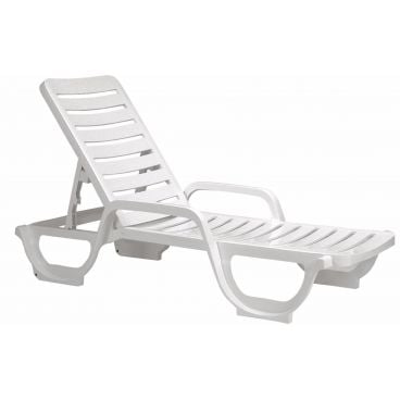 Grosfillex 44031004 Bahia White Stacking Adjustable Resin Chaise 