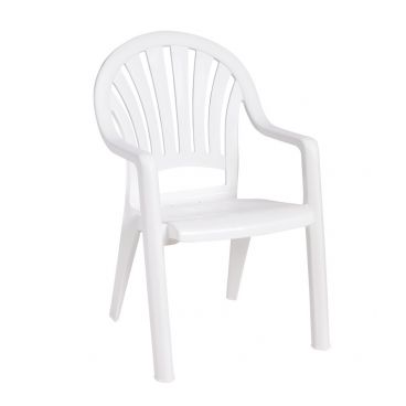 Grosfillex 49092004 / US092004 Pacific White Fanback Stacking Resin Armchair