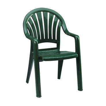 Grosfillex 49092078 / US092078 Pacific Amazon Green Fanback Stacking Resin Armchair