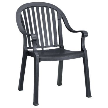 Grosfillex US650002 Colombo Charcoal Stacking Resin Armchair