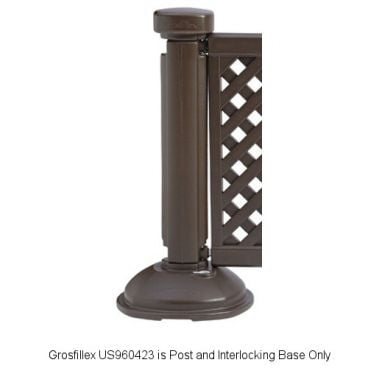 Grosfillex US960423 Brown Resin Fence Post and Interlocking Base 