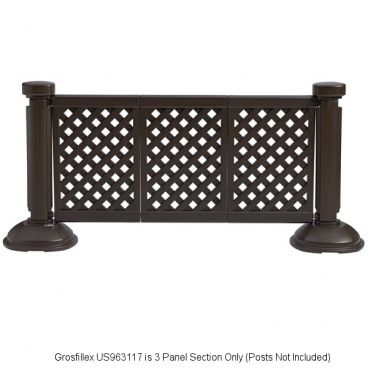 Grosfillex US963117 Black 3 Panel Resin Patio Fence 