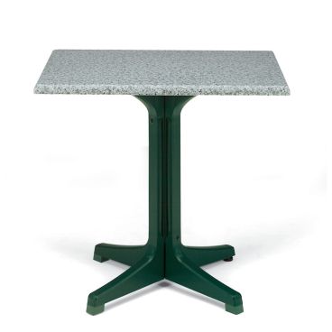 Grosfillex UT220025 32 Inch Granite Green Rectangular Molded Melamine Indoor And Outdoor Table Top Without Umbrella Hole