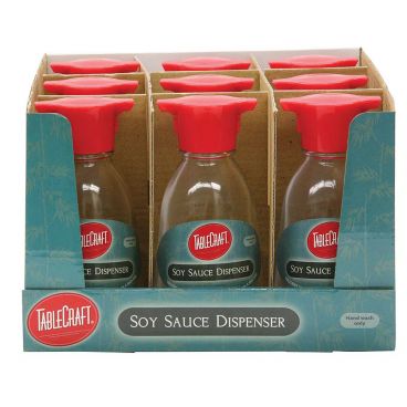Tablecraft H888CD Glass 5 Oz Soy Sauce Bottle with Plastic Lid Counter Display