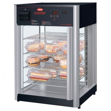 Hatco FDWD-2X 19 3/8" Flav-R-Fresh 2 Door Humidified Impulse Hot Food Display Cabinet With 4 Shelf Stationary Multi-Purpose Rack