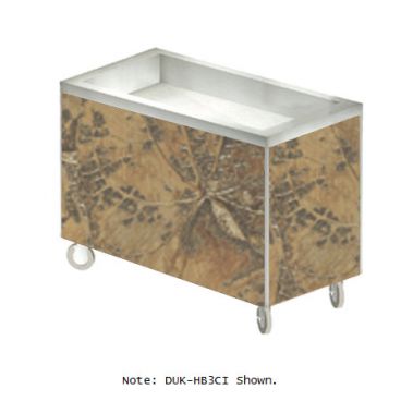 Duke HB4CI-7231-58 Heritage Fallen Leaves Laminate 60" Mobile Insulated Ice Cooled Buffet Cold Food Serving Counter With 5" Deep Liner And 1" Drain