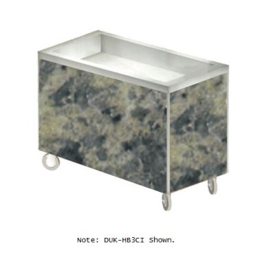 Duke HB5CI-7733-58 Heritage Ubatuba Granite Laminate 74" Mobile Insulated Ice Cooled Buffet Cold Food Serving Counter With 5" Deep Liner And 1" Drain