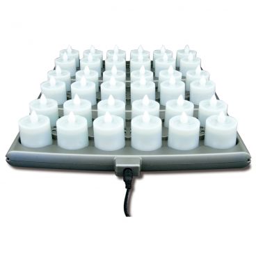 Hollowick HFRP36-CL Flameless Lighting Platinum Candles Set with 3 Charging Trays and 36 Candlelight Candles