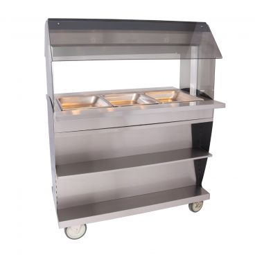 Alto-Shaam HFT2SYS-300 48" Wide 3 Pan Electric Mobile Halo Heat Hot Food Buffet Table With System Base, 208V/240V