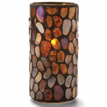 Hollowick 46318A Amber 6" Large Pebble Glass Cylinder