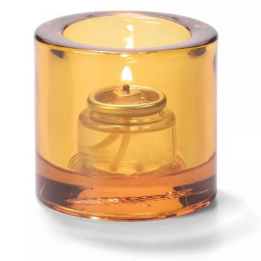 Hollowick 5140A Amber Round Thick Glass Tealight Lamp
