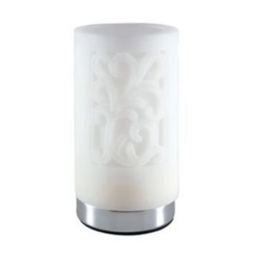 Hollowick SCH831-CW Smart Candle White 2 3/4" Diameter Cylinder Style Flameless Covered Candle Holder With Chrome Bottom
