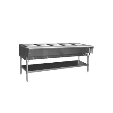 Eagle HT5-NG 79” Five-Well Natural Gas Hot Food Table with Galvanized Legs and Undershelf - 17,500 BTU