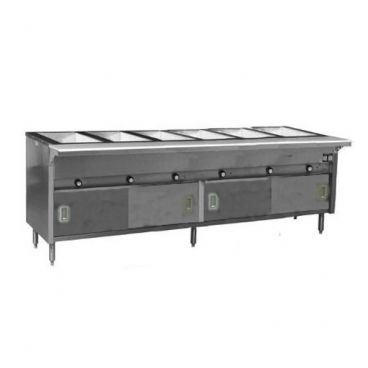 Eagle HT6CB-240 94-1/2” Spec-Master Six-Well Electric Hot Food Table with Enclosed Base and Sliding Doors - 240V