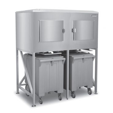 Scotsman ICS-2 60" Wide 2 Bay 1200 lb Storage Capacity Stainless Steel Ice Express System With 2 Polyethylene Ice Carts