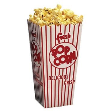 Winco Benchmark 41048 Popcorn Scoop Box Popcorn Supplies 1.75 oz. Red and White Stripped Design