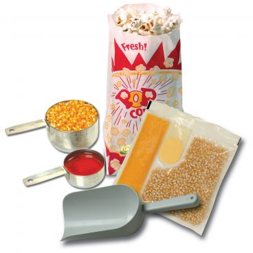 Winco Benchmark 45006 Popcorn Starter Kit Popcorn Supplies for 6 oz. Poppers